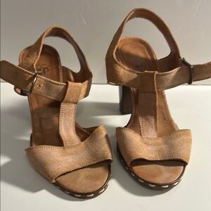 Barneys New York CO-OP Tan Suede Heels with Ankle Strap